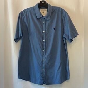 Independent Leaders Mens Blue Micro Print Short Sleeve Button Up Shirt Large